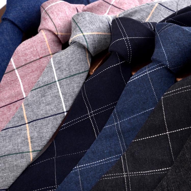New Plaid Twill Cotton Tie: Men's Business Casual Korean Style for Weddings