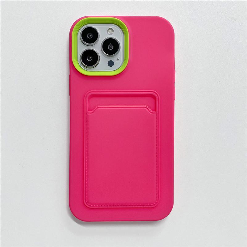 Original Candy Color Card Slot Wallet Phone Case For iPhone 15 14 13 11 12 Pro Max Soft Silicone Shockproof Cover