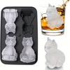 Форма для льда в виде кошки, 3D силиконовая форма для льда в форме кошки, 4 ячейки, большая, забавная форма для льда для виски, бурбона, черная