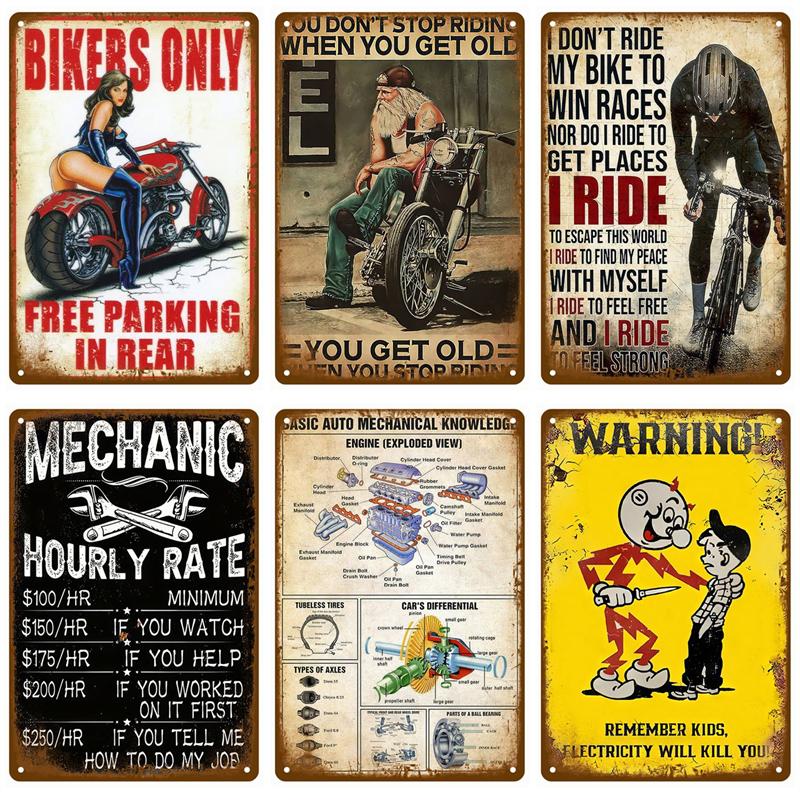 Retro Tin Sign Bar Cafe Club Garage Car Pub Vintage Metal Sign Plaque Painting Motorcycle Iron Home Decoration Wall Decor Art