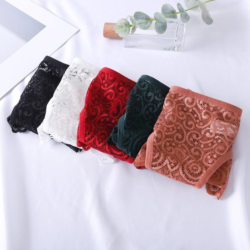 3 Pieces Lot Women's Sexy Lace Panties Lace Thongs Lingerie Intimates Woman Designed Tangas Big Size