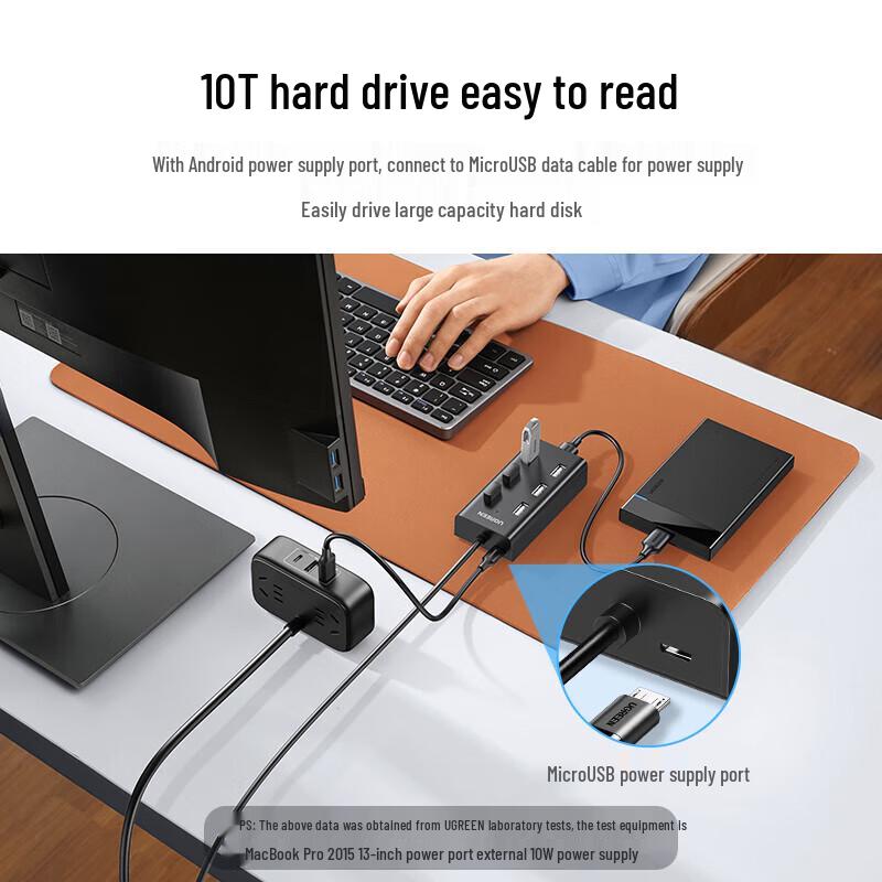 Ugreen Высокоскоростной USB 2.0 хаб на 7 портов с портом питания