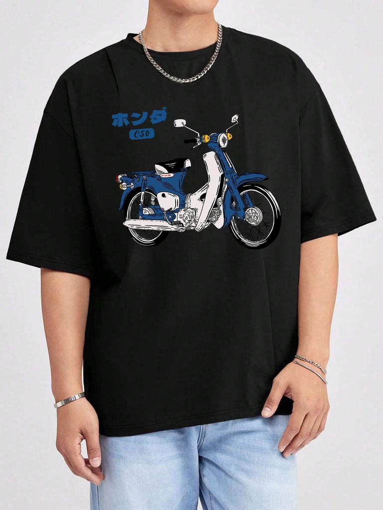 Классическая футболка с принтом мотоцикла Super Cub C50, мужская, хлопковая, модная, с коротким рукавом, мягкая, дышащая, базовая футболка на каждый день