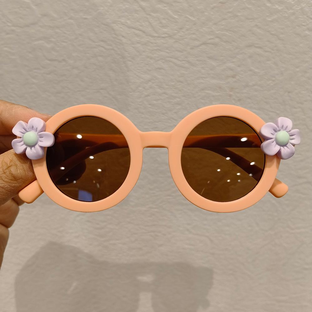 New cute flower children's sunglasses sunglasses women's treasure round frame sun protection cartoon UV protection