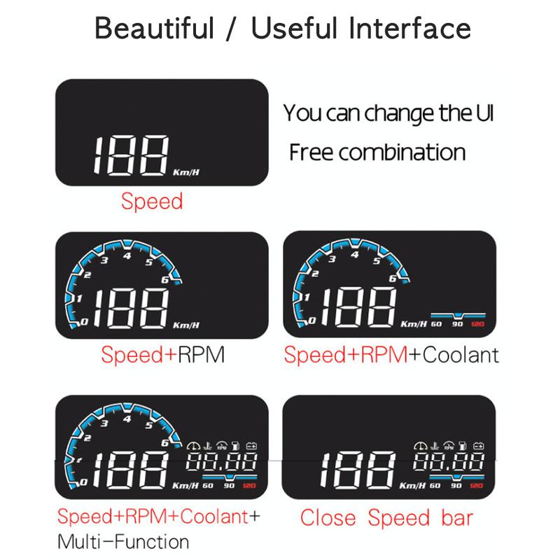 Vjoycar VH300 Автомобильный HUD 5.5' Проектор на лобовое стекло OBD II EUOBD Спидометр Автоэлектроника Сигнализация превышения скорости и напряжения