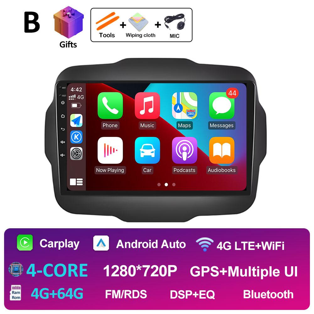 For Jeep Renegade 2016 2017 2018 - 2020 GPS Navigation Android Auto Wireless Carplay Bluetooth Smart System 2.5D Touch Screen 4G