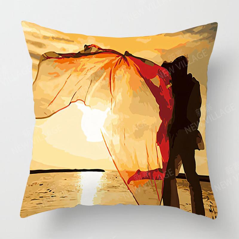 unframed Home living room decoration cushion covers Vintage oil painting style throw pillow cover45*45 pillowcase 40x40cm 50x50