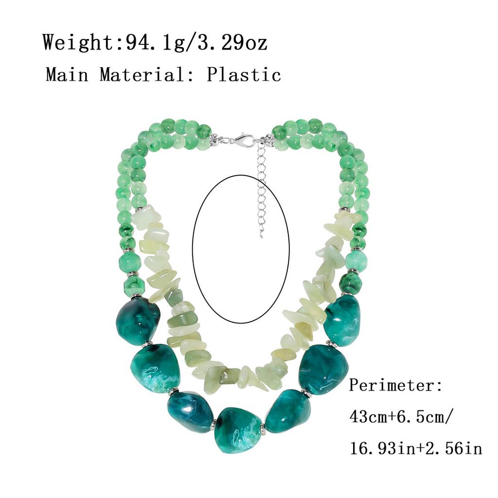 Винтажное нерегулярное зеленое ожерелье из смоляных бусин, многослойное преувеличенное ожерелье