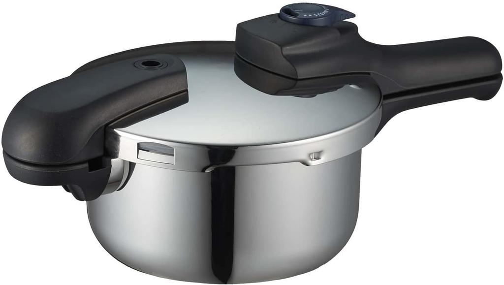 Pearl Metal Pressure Cooker Stainless Steel IH Compatible 3 Layer Bottom Switchable Recipe Included Quick Eco 2.5L H-5039