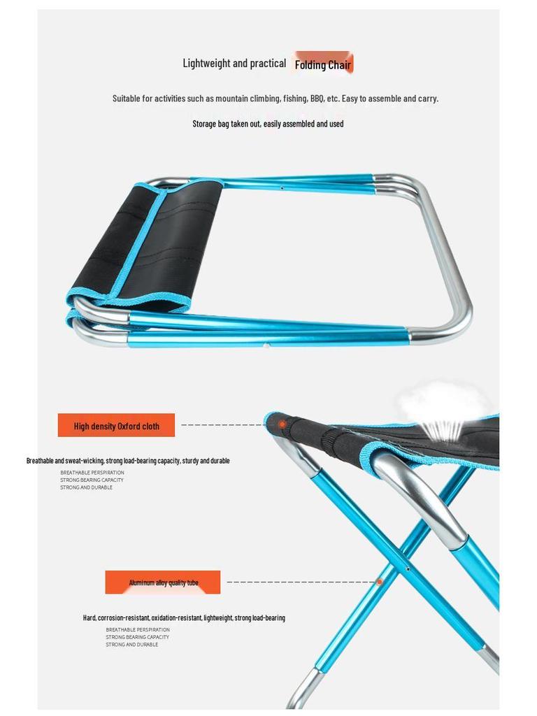 Большой портативный складной стул из алюминия 7075 для барбекю на открытом воздухе, рыбалки, кемпинга и многого другого.