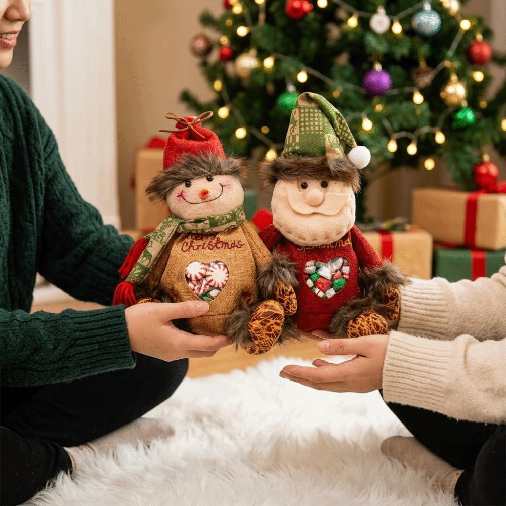 Snowman Elk Doll Design Santa Claus Bag Large Capacity Xmas Candy Bag Christmas Party