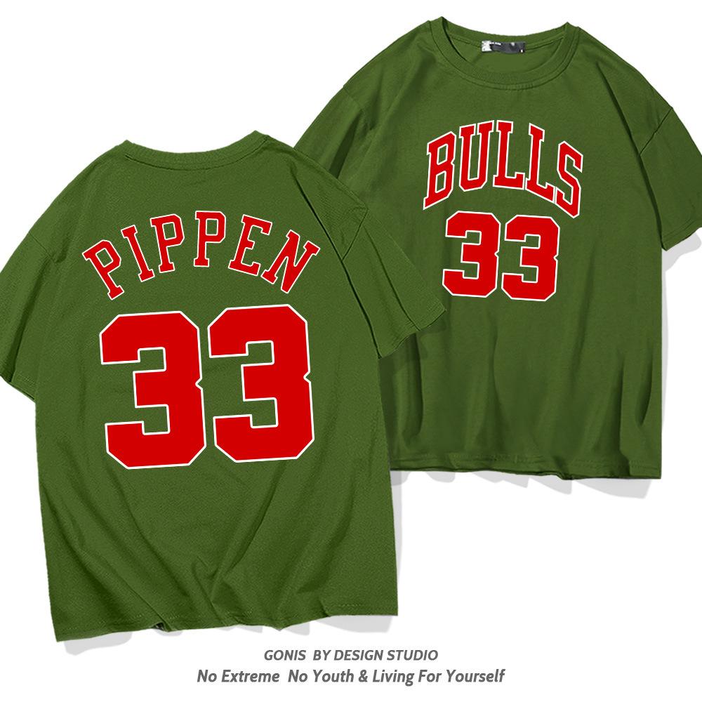Pippen No. 33 short-sleeved T-shirt for men's summer young students trendy basketball sports loose half-sleeves