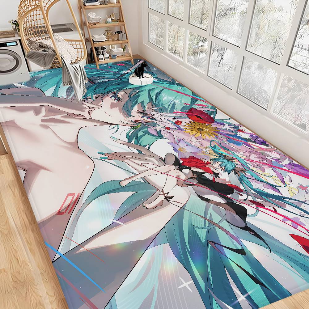 Cute H-Hatsune M-Miku Door Mat Kids Room Bedroom Decoration Balcony Anti-Slip Doormat Living Room Doormat Area Rug