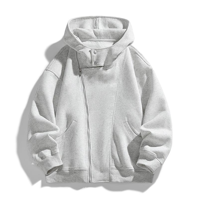 Минималистичная толстовка с капюшоном на молнии для мужчин и женщин 2026 Весенне-осенняя куртка Кардиган Свободная Тяжелая куртка Дышащая Рабочая Повседневная куртка