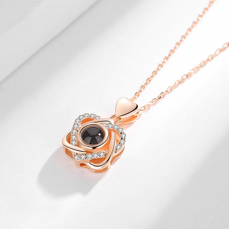 Six Point Star Projection Necklace for Female Japanese and Korean Simple Students, Mori Series Double Heart Customized Pendant Clavicle Chain