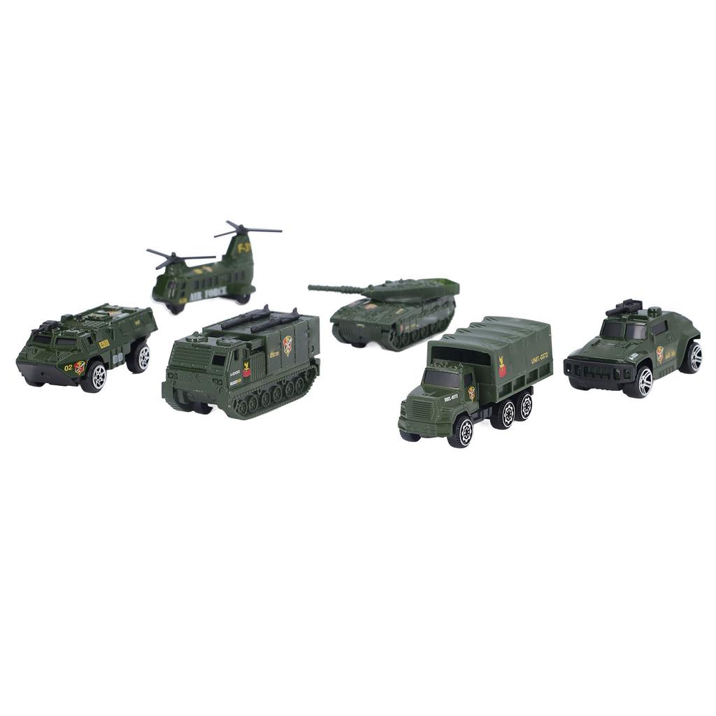 Diecast Military Vehicles 6 Pack Army Toys Assorted Transporter Tank Helicopter Armored Car for