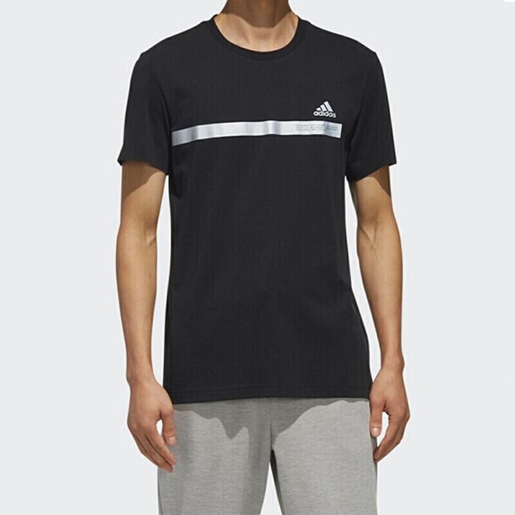 Adidas T Shirts Men's Black Crew Neck Moderate Straight Fit DZ2214