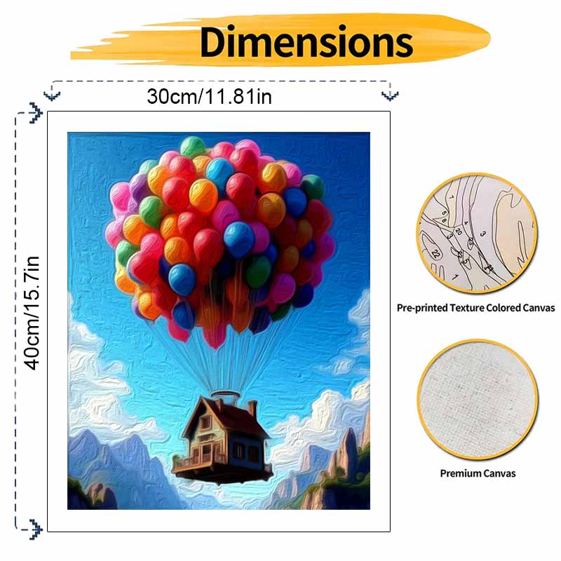 disney up house with colorful balloons digital oil painting hand painting kit diy home decoration