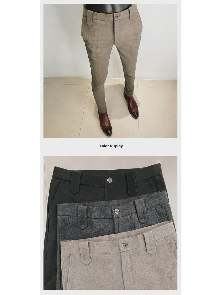 Мужские осенние брюки делового повседневного костюма приталенного кроя в корейском стиле 2022