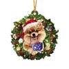 2D Christmas Dog Acrylic Pendant Hanging Acrylic Christmas Tree Pendant 8cm Decorative Christmas Dogs Ornament Window