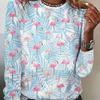 Tops For Women Animals and Birds Print Round Neck Long Sleeve T-shirt Fall Casual Slim Pullover Women's Long Sleeve Top