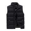 Men Autumn Winter Solid Color Vest Coat Stand Collar Sleeveless Water-Resistant Outdoor Zipper Placket Puffer Waistcoat