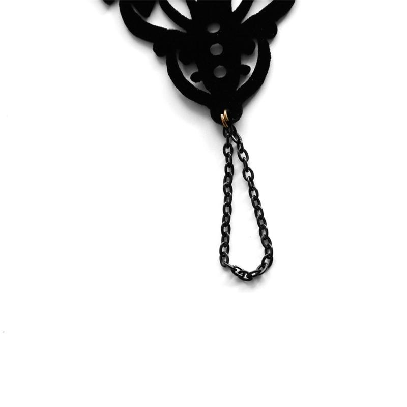 Готический черный кружевной браслет с кольцами на пальцы Стимпанк вампирский браслет на запястье Хэллоуин Викторианские аксессуары для костюма