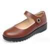 Women's Wedge Shoes Women Ankle Strap Casual Flat Shoes Woman Work Office Pumps Comfort Genuine Leather Shallow Mouth Mom Shoes