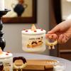 Cute Cartoon Cat Birthday Cake Mug with Lid Souvenir Gift Water Cup Puppy Ceramic Cup Coffee Cup