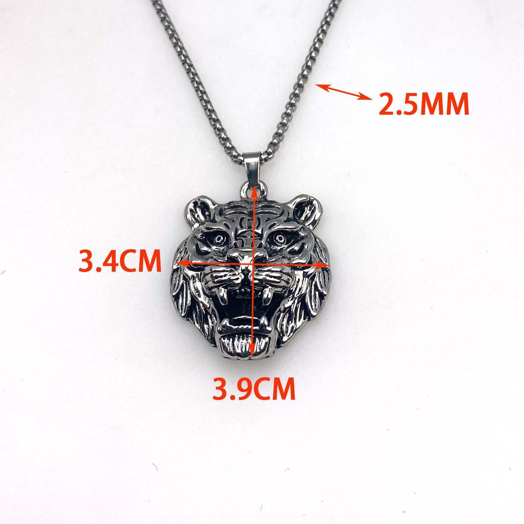 Tiger Head Titanium Steel Necklace Alloy Pendant Trend Brand Hip Hop Retro Sweater Sweater Chain Accessories