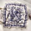 Luxury 2024 Floral Print Square Silk Scarf for Women Hijab Hair Bands 70cm Neckerchief Female Satin Shawl Ribbon Headband