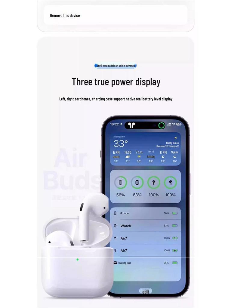 Беспроводные Bluetooth-наушники 7-го поколения Huaqiangbei 2025 года: С шумоподавлением, Оригинальное высококачественное звучание, Полувнутриканальные.