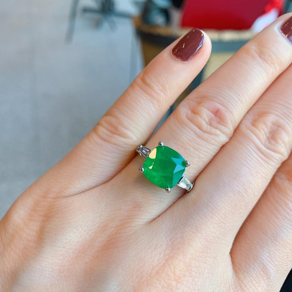 Новое кольцо знаменитости с квадратной имитацией изумруда, имитация цвета параиба, ювелирное кольцо