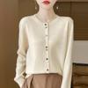 Wholesale Korean Color Button Cropped Round Neck Sweater Women Spring Autumn Versatile Knit