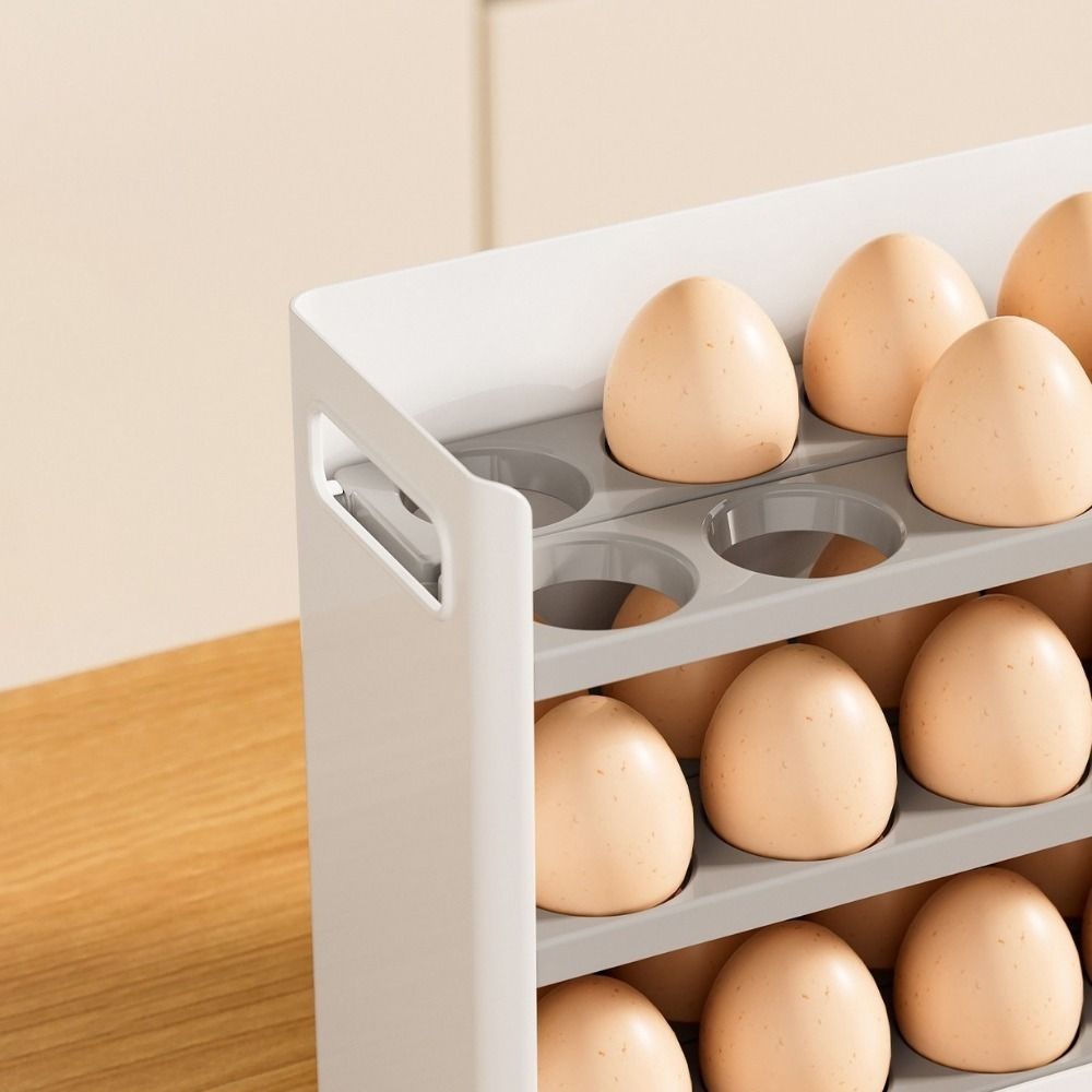 Plastic Flip-top Egg Storage Box Anti-drop Egg Storage Tray 3 Tiers Egg Storage Box Refrigerator