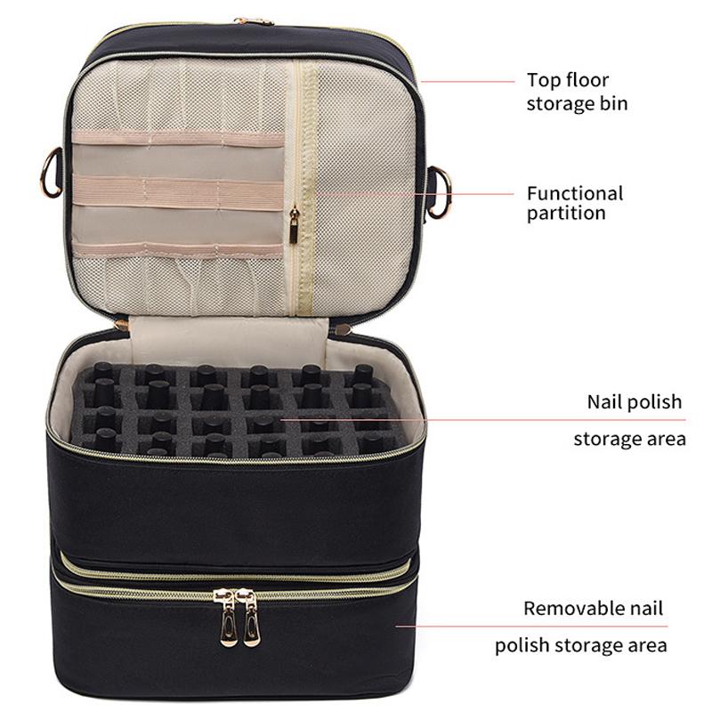 3 Layer Nail Polish Storage Bag Cosmetic Bag Portable Handbag for Women Travel Essential Oil Bag Nail Care Tool Storage Box