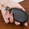 Faux Leather Car Key Case with Hanging Buckle Keyring Chain Portable Remote Key Fob Holder Zipper Bag Protector Pouch Wallet