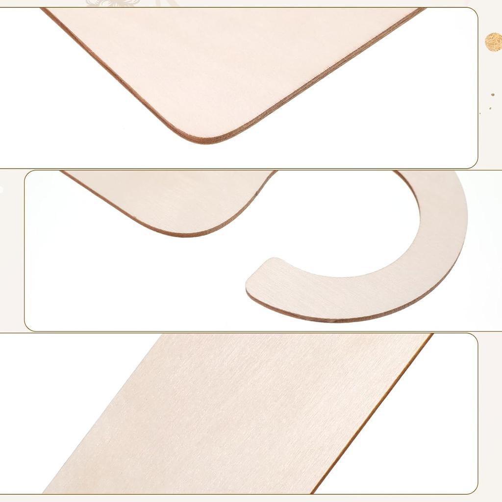 10 Pack Unfinished Wooden Door Knob Sign, Blank Double Sided Hanger Plaque Natural Wood Door Sign for Office, Room, Hotel DIY Craft Project Message