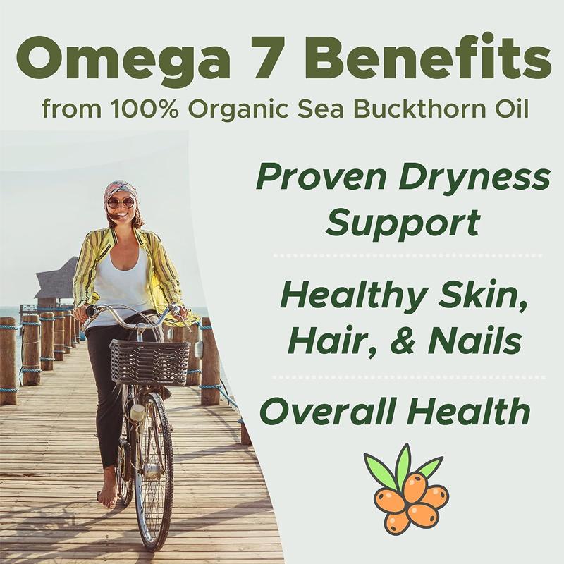 XEMENRY Organic Sea Buckthorn Seed Oil Capsules, beneficial for gut and heart health, 2000 mg per serving, suitable for adults.