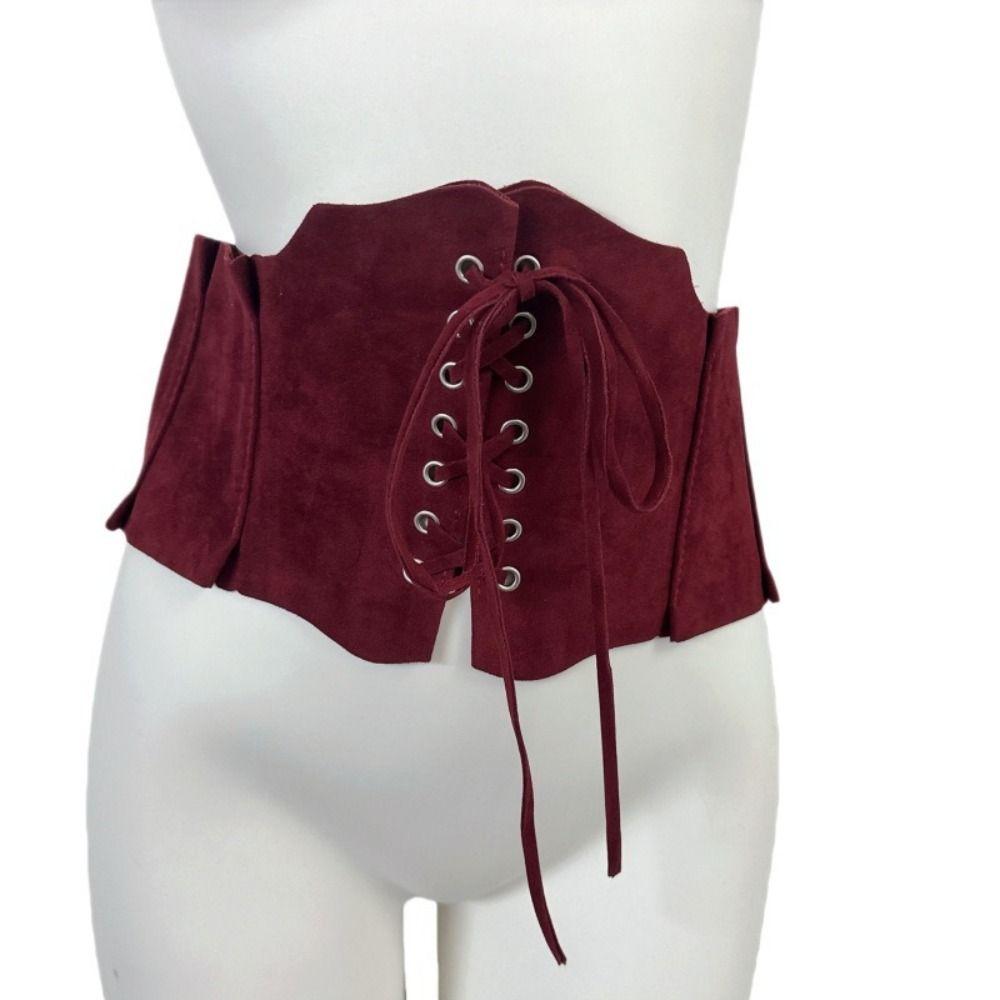 PU Leather Pu Leather Corset Adjustable Western Cowboy Belt Waist Corset Suede Wide Belt  Waistband