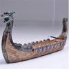 Retro Incense Burner Traditional Dragon Boat Incense Stick Holder Burner Hand Carved Censer Ornament