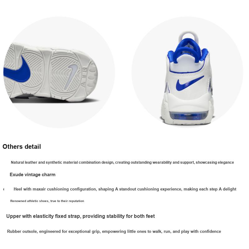 Nike Air More Uptempo PS White Royal Kids Sneakers Summit-White Football-Grey Racer-Blue FN4858-100