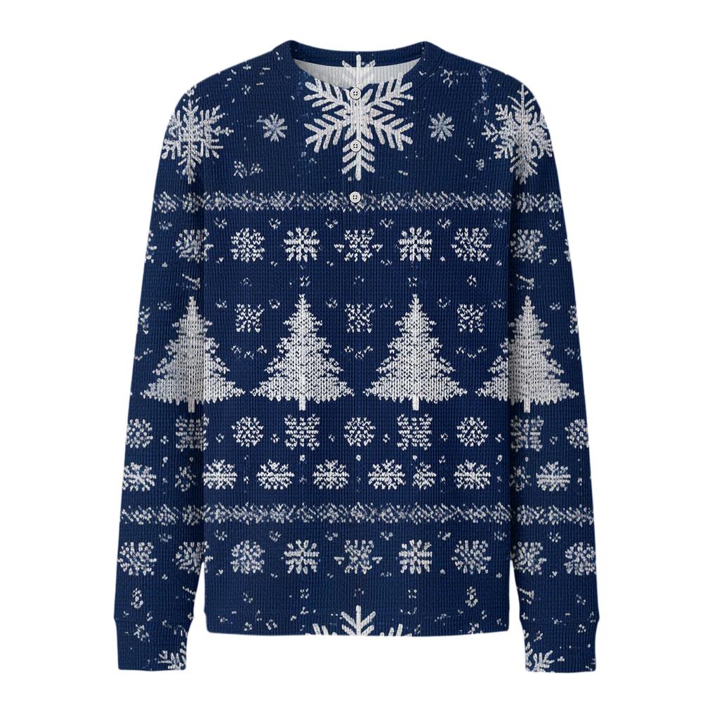 Men's Casual Knit Button-Up Long-Sleeve Shirt