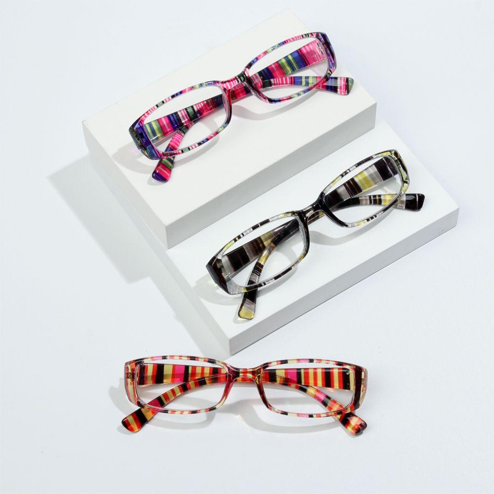 Unisex Vision Care Print Stripe Diopter Eyeglasses Retro Frame Reading Glasses Presbyopic Eyewear
