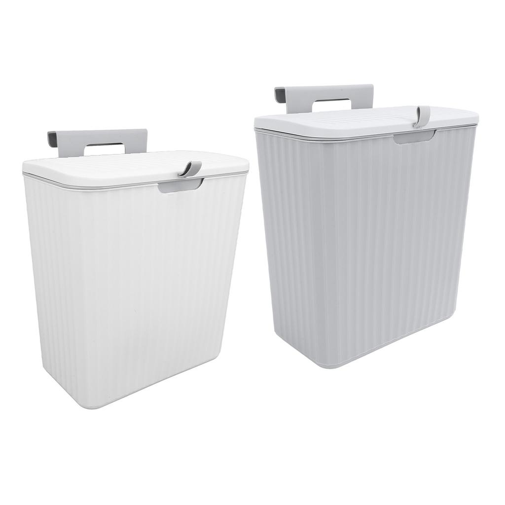 9L Kitchen Trash Can Wall Mounted with Lid Hanging Cabinet Door Trash Can for Kitchen Bathroom