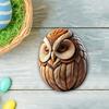Yousheng Animal Easter Carving Craft Egg Wooden Owl Squirrel Monkey Animals Carved Eggs for Home Tiered Tray Table Decor