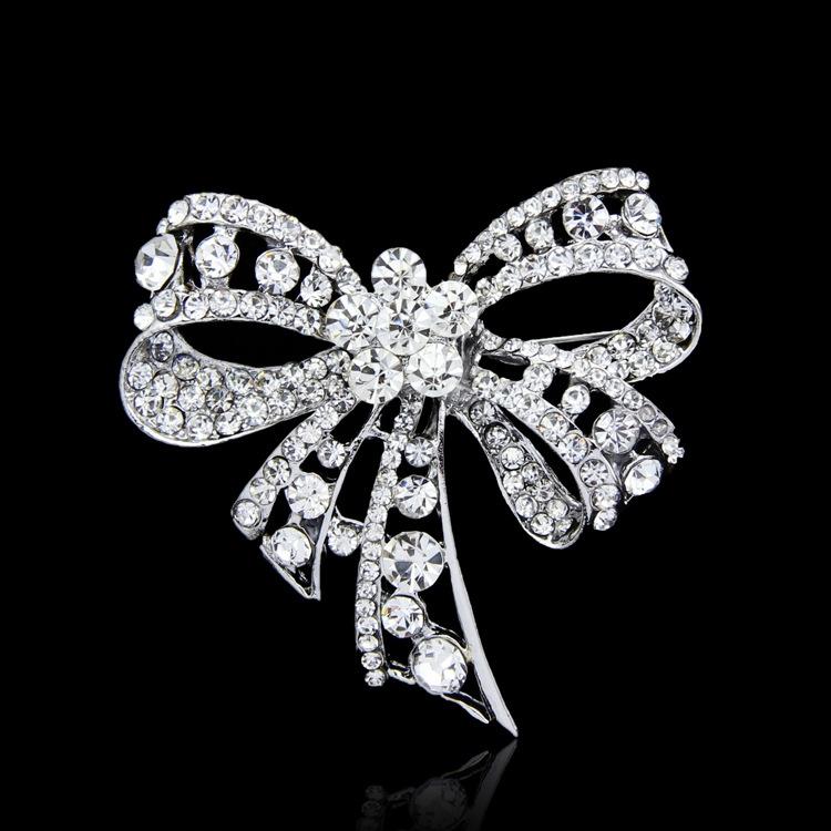 Pinets Brooch With Zircons Rhinestones Bow
