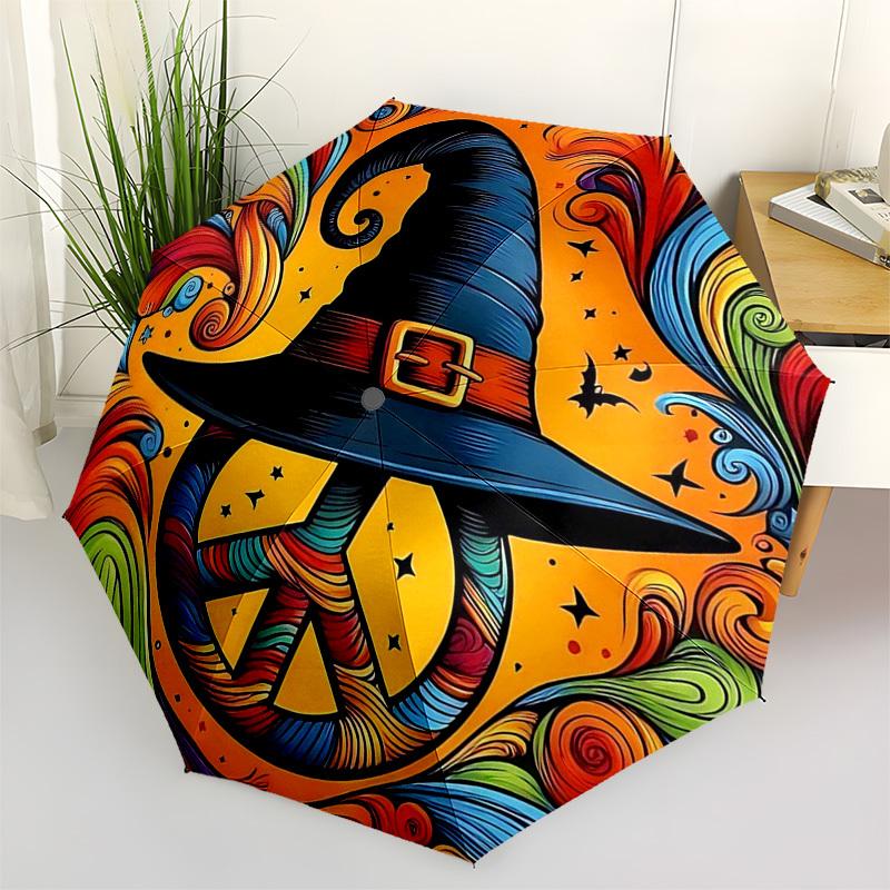 1pc Stained Glass Tree of Life Auto Open Close Umbrella, Portable Folding Design with 8 Bones Iron Frame, Outdoor Umbrella for Fans, Travelers, Daily