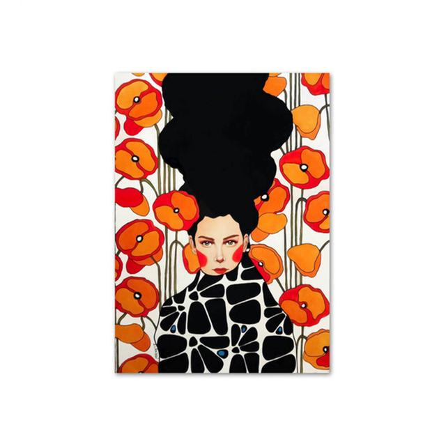 Винтажный постер с абстрактным принтом девушки, цветов, птиц, красочных настенных картин, скандинавских картин на холсте, настенных картин для декора гостиной без рамки