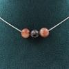 Stones and Minerals. 3-pearl Sunstone Necklace 8 Mm. Stainless Steel Chain Necklace Women Men. Custom Size